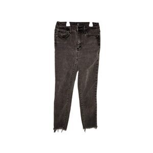 Gap 1969 Soft True Skinny Ankle Jeans | Women's 26 | Frayed Hem Black Wash Denim